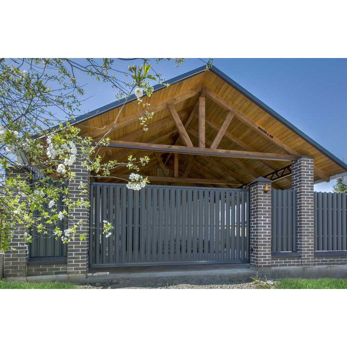 Штакетник Круглый фигурный Grand Line 0,45 Drap ST RAL 7024 Мокрый Асфальт