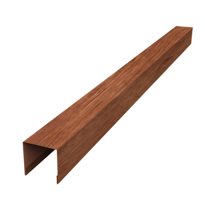 Планка вертикальная лицевая для забора жалюзи Palermo 0,45 Print Premium Rowan Wood Intense FTC (2м)