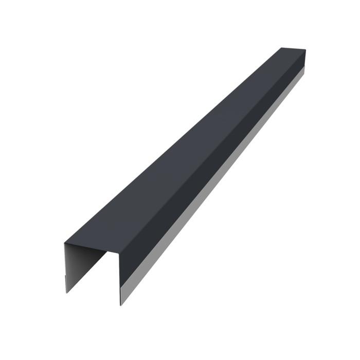 Планка вертикальная обратная для горизонтального монтажа штакетника 0,5 Satin Matt TX RAL 7024 мокрый асфальт (2м)