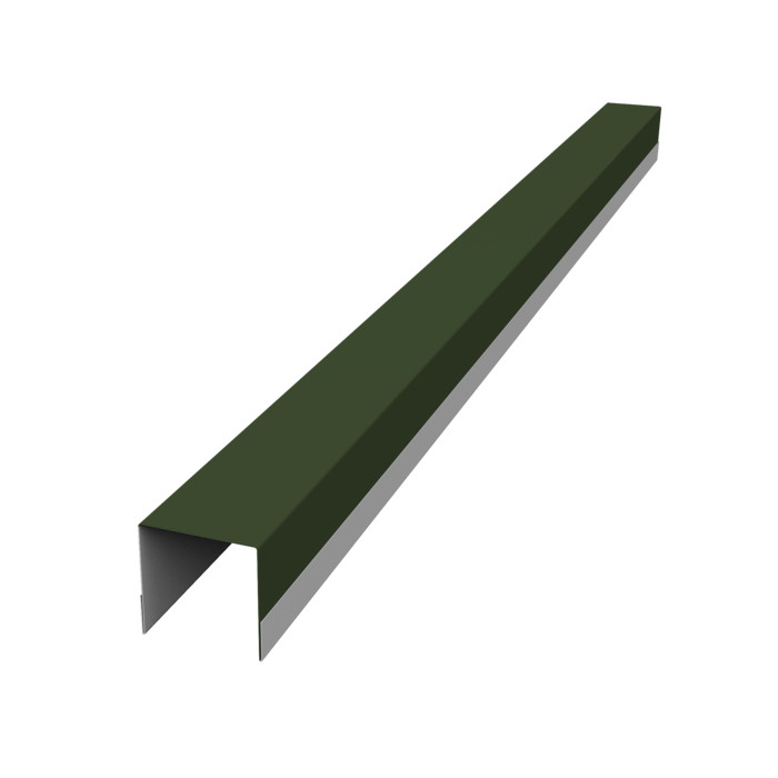 Планка вертикальная обратная для горизонтального монтажа штакетника 0,5 Satin Matt TX RAL 6020 хромовая зелень (3м)